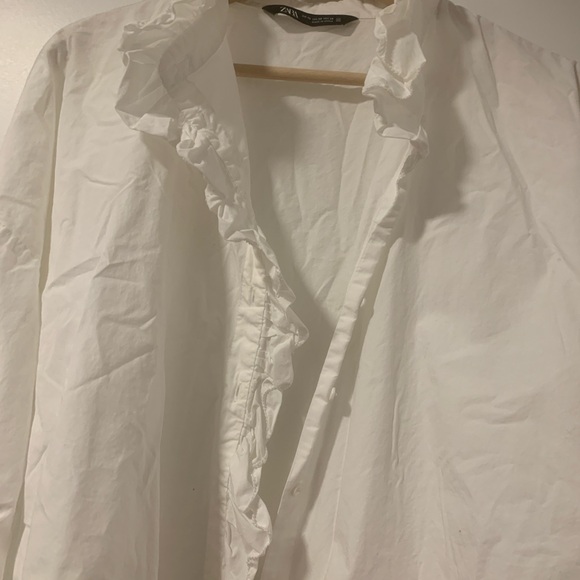 Zara White Ruffled Blouse - Picture 3 of 5